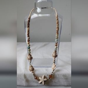 Handmade turtle and starfish bead necklace